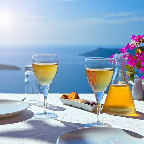 Greek Wine, Table for Two Santorini Greece