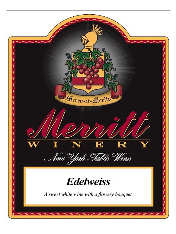 Merritt Estate Winery Edelweiss Lake Erie 750ML Label