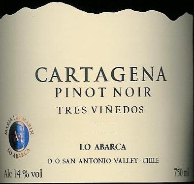 Cartagena Pinot Noir Tres Vinedos Lo Abarca San Antonio Valley 2012 750ML