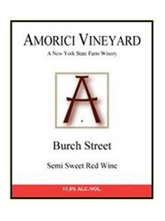 Amorici Vineyard Burch Street Semi Sweet Red Hudson Valley NV 750ML Label