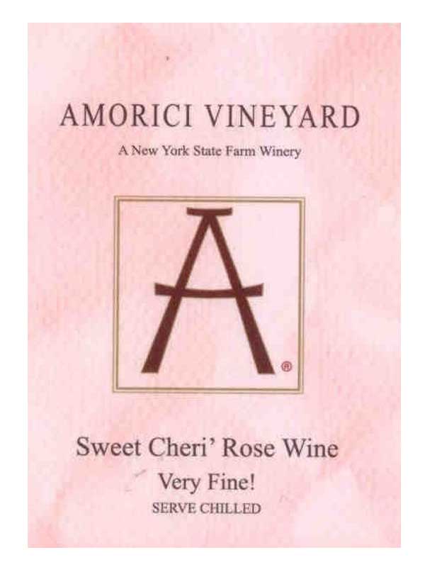 Amorici Vineyard Sweet Cheri' Rose Wine Hudson Valley 750ML Label