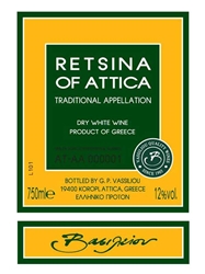 Domaine Vassiliou Retsina of Attica NV 750ML Label