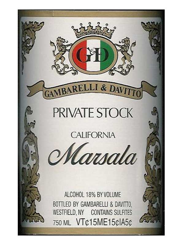 Gambarelli & Davitto (G&D) Private Stock Marsala California NV 750ML Label