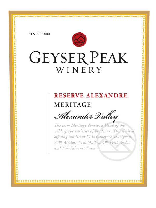 Geyser Peak Winery Meritage Reserve 2000 750ML Label