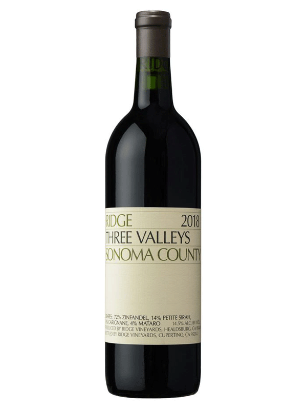 Ridge Three Valleys Sonoma County 2018 750ML Bottle