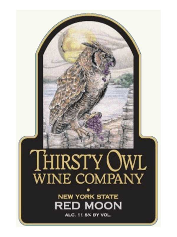 Thirsty Owl Wine Co. Red Moon Finger Lakes 750ML Label