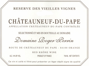 Domaine Roger Perrin Chateauneuf du Pape Reserve des Vielles Vignes 750ML Label