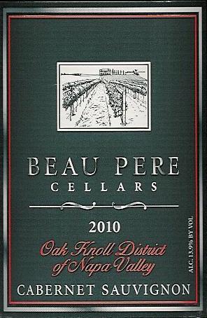 Beau Pere Cellars Cabernet Sauvignon Oak Knoll District Napa Valley 2010 750ML