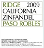 Ridge Zinfandel Paso Robles 2009 750ML - 97000004