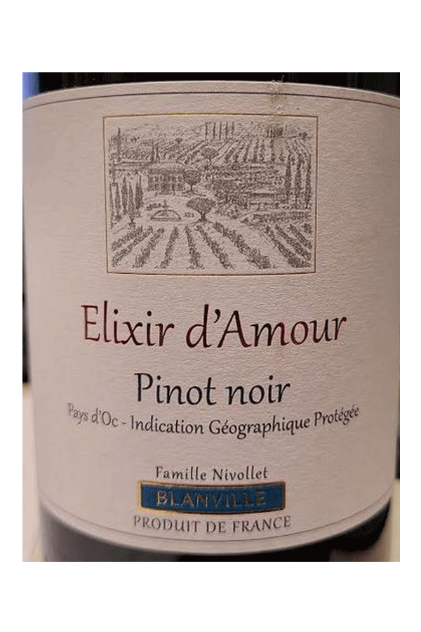 Famille Nivollet Blanville Elixer d'Amour Pinot Noir Pays d'Oc 750ML Label